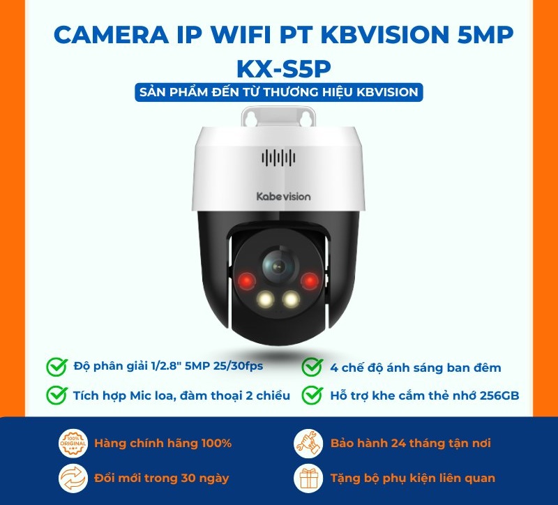 Camera IP Wifi PT Kbvision 5MP KX-S5P
