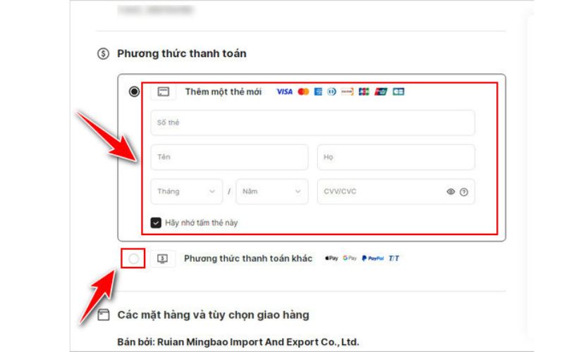 Cách thanh toán và lựa chọn phương thức vận chuyển
